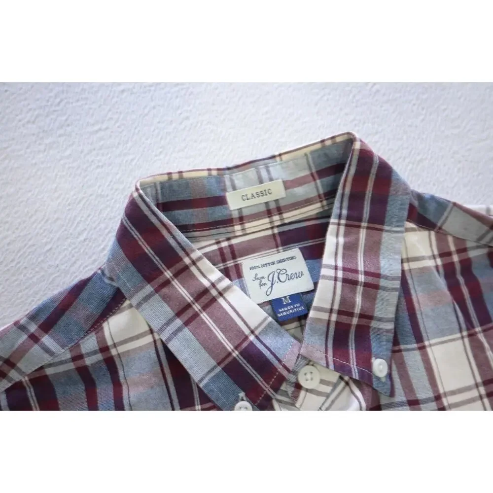 J Crew Classic Fit Dress Shirt Plaid Casual‎ Long Sleeve Mens Size Medium